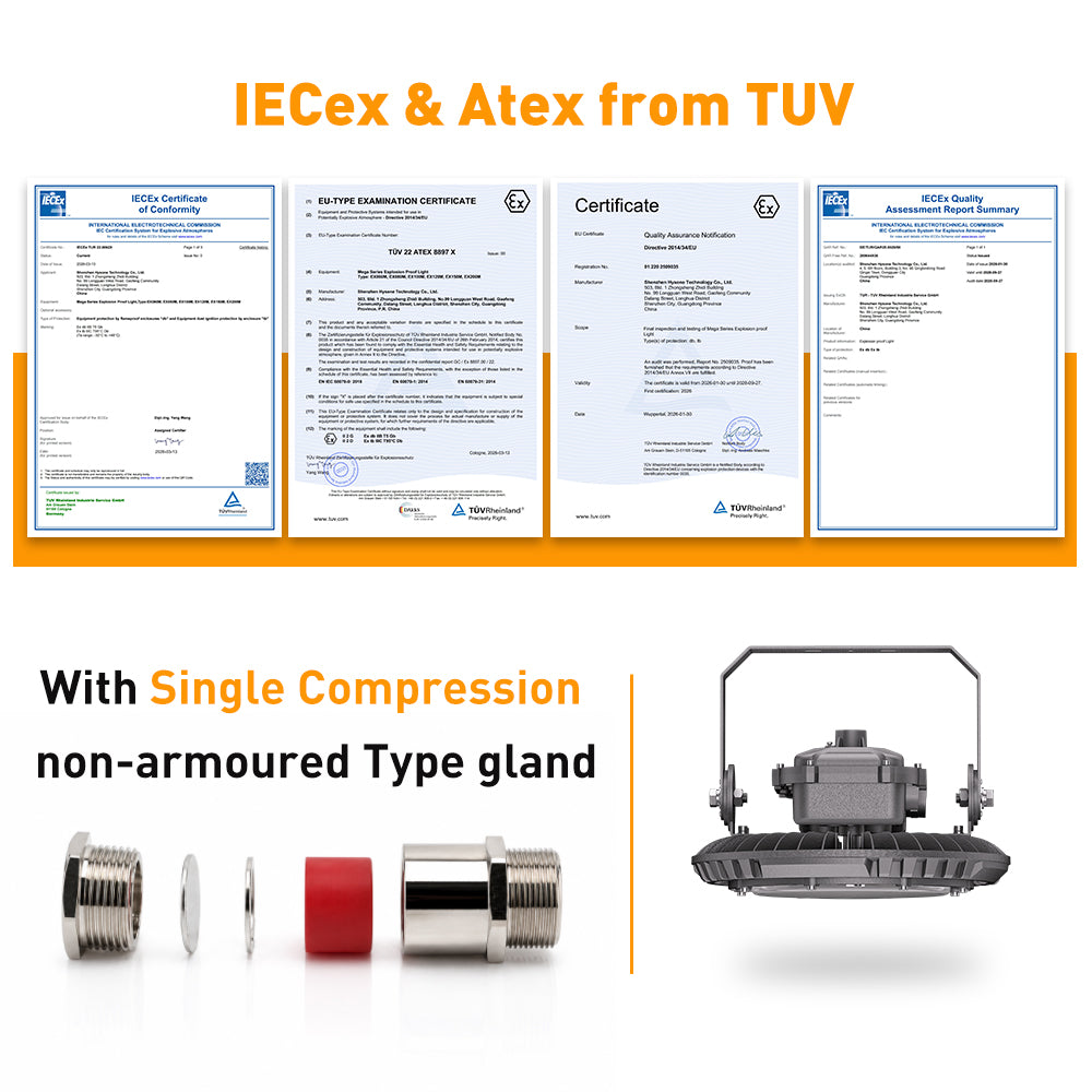 Explosion Proof LED Light | IECEx & ATEX Certified | Zone 1 2 21 22 | IP65 High Bay